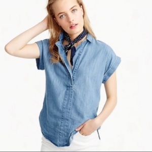 J. Crew short sleeve chambray popover top